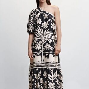 Mango Asymmetrical satin dress